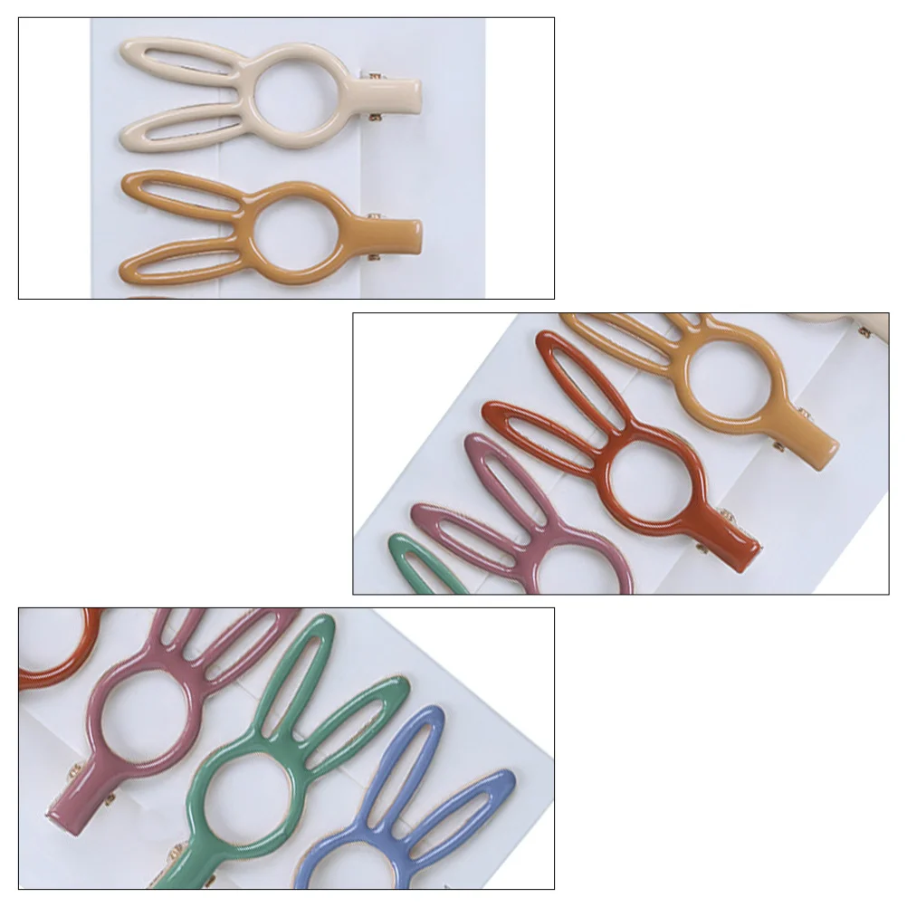 

6Pcs Duckbill Hair Clips Metal Rabbit Shaped Hairpins Cartoon Design Girls Headwear Party Birthday Accessories
