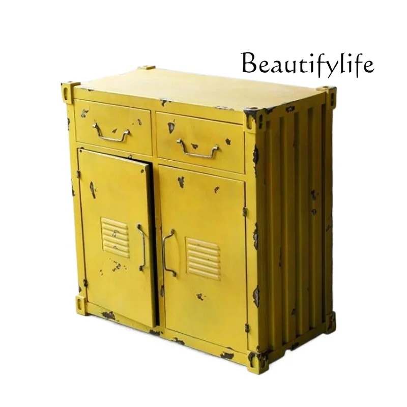 Industrial style old container cabinet modern simple multi-functional side cabinet