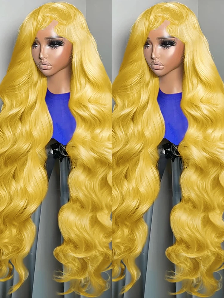 

250% Density Light Yellow 13x6 HD Lace Frontal Body Wave Wigs Brazilian 30 40 Inches 613 Colored 13x4 Lace Front Human Hair Wigs