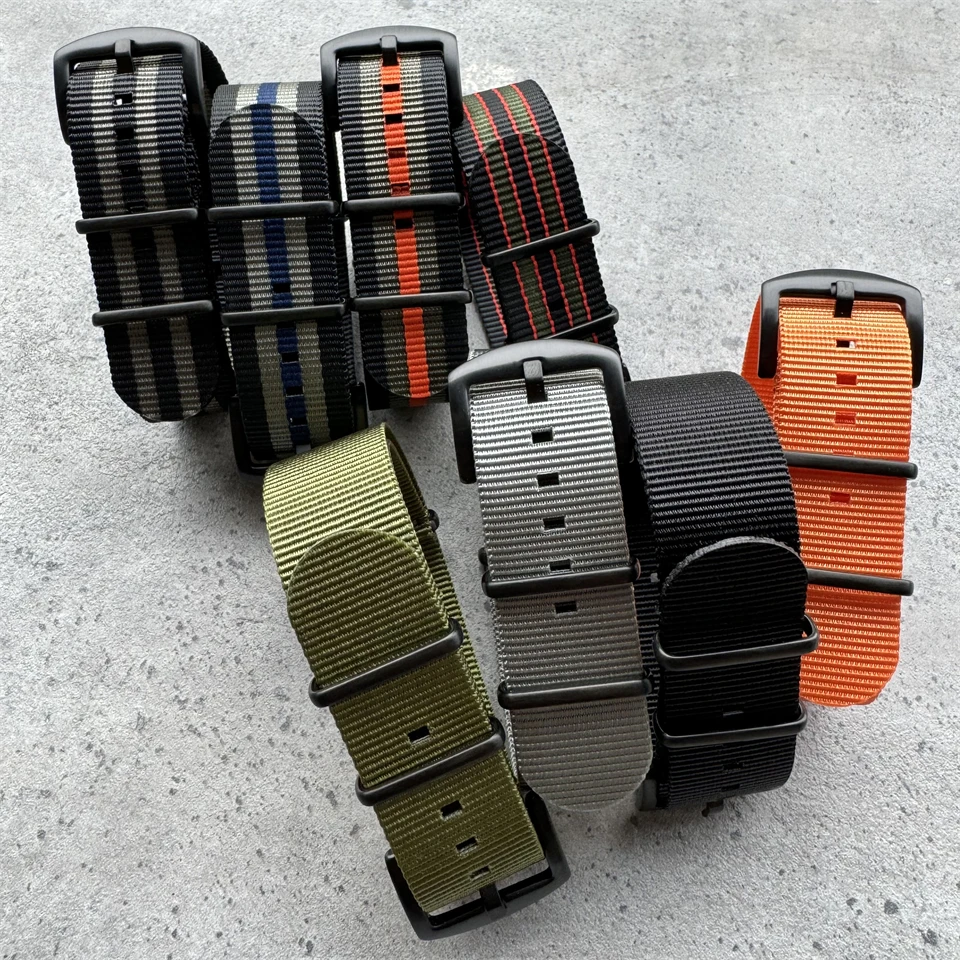 

High Quality Black Buckle 22mm Watch Bands Military 007 Bond Nylon Watch Strap Men Wristband Bracelet for Seiko