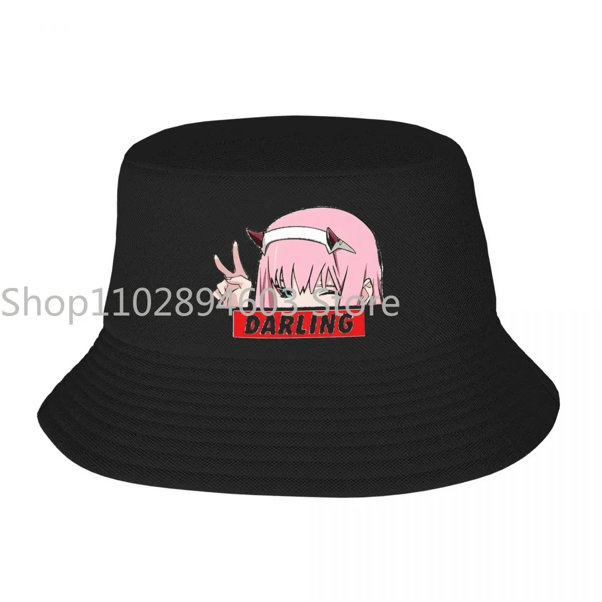 Homens e mulheres Zero Dois Darling In The Franxx Bob Hat Outfits, piquenique de primavera Headwear, Anime Girl Bucket Hat, Tampas de pesca para acampar