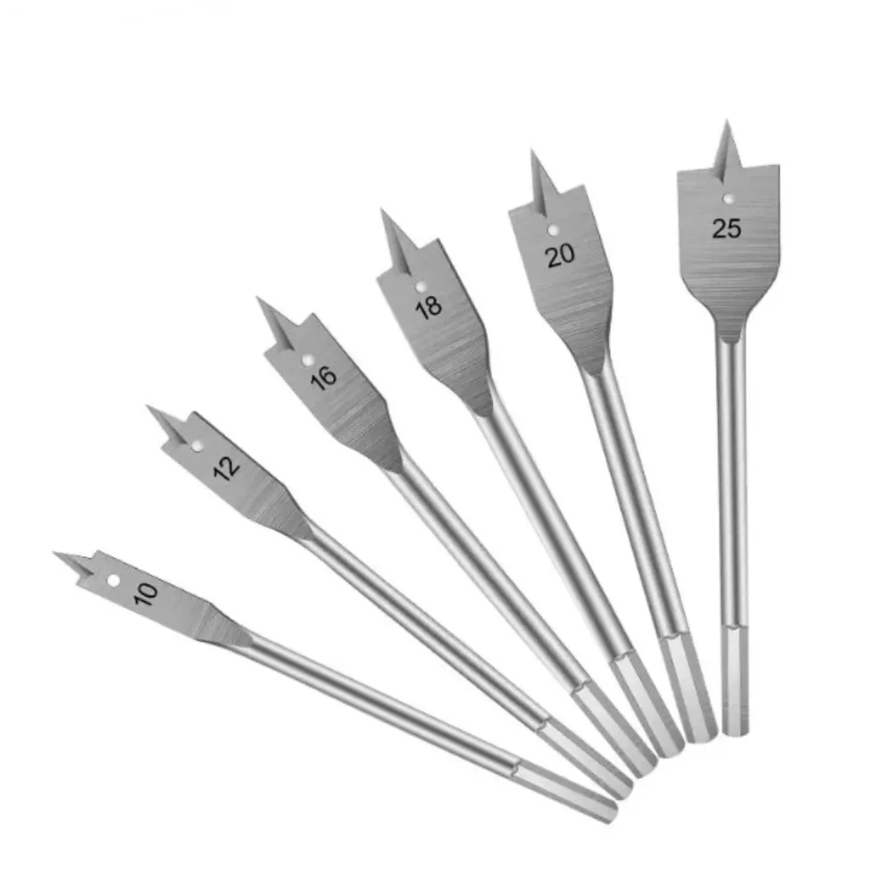 

High-carbon Steel Woodworking Tool Sets Durable Long Flat Drill Hexagonal Shank Three-point Bit Set Wood Flat Drills