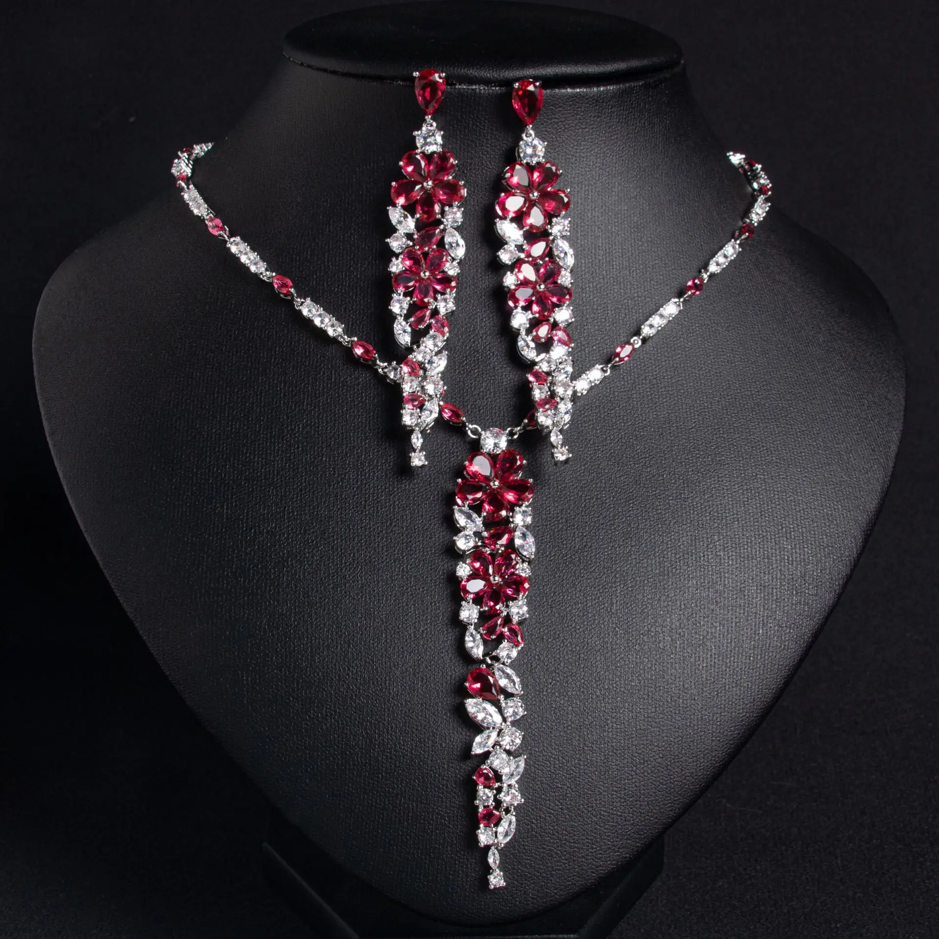 Dazzling Jewelry 2 Piece Set Fashion Multi-Color Necklace Earrings Women's Dress Suitable for Wedding Prom Holiday Gift M-792
