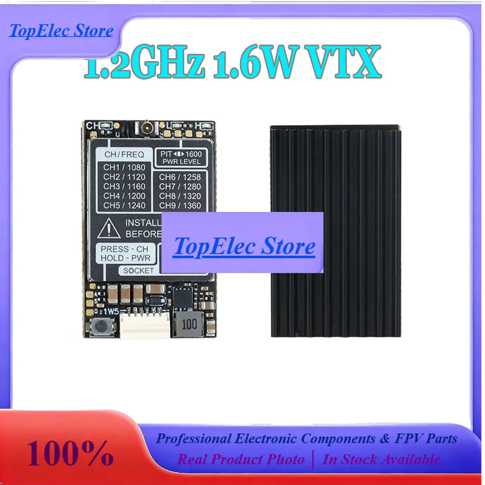 TopEss1.2GHz 1.3GHz 1600mW 1.6W VTX Audio Video 25mW/1600mW 9CH FPV Transmitter Module 7-36V For RC FPV Long Range Airplane Dron