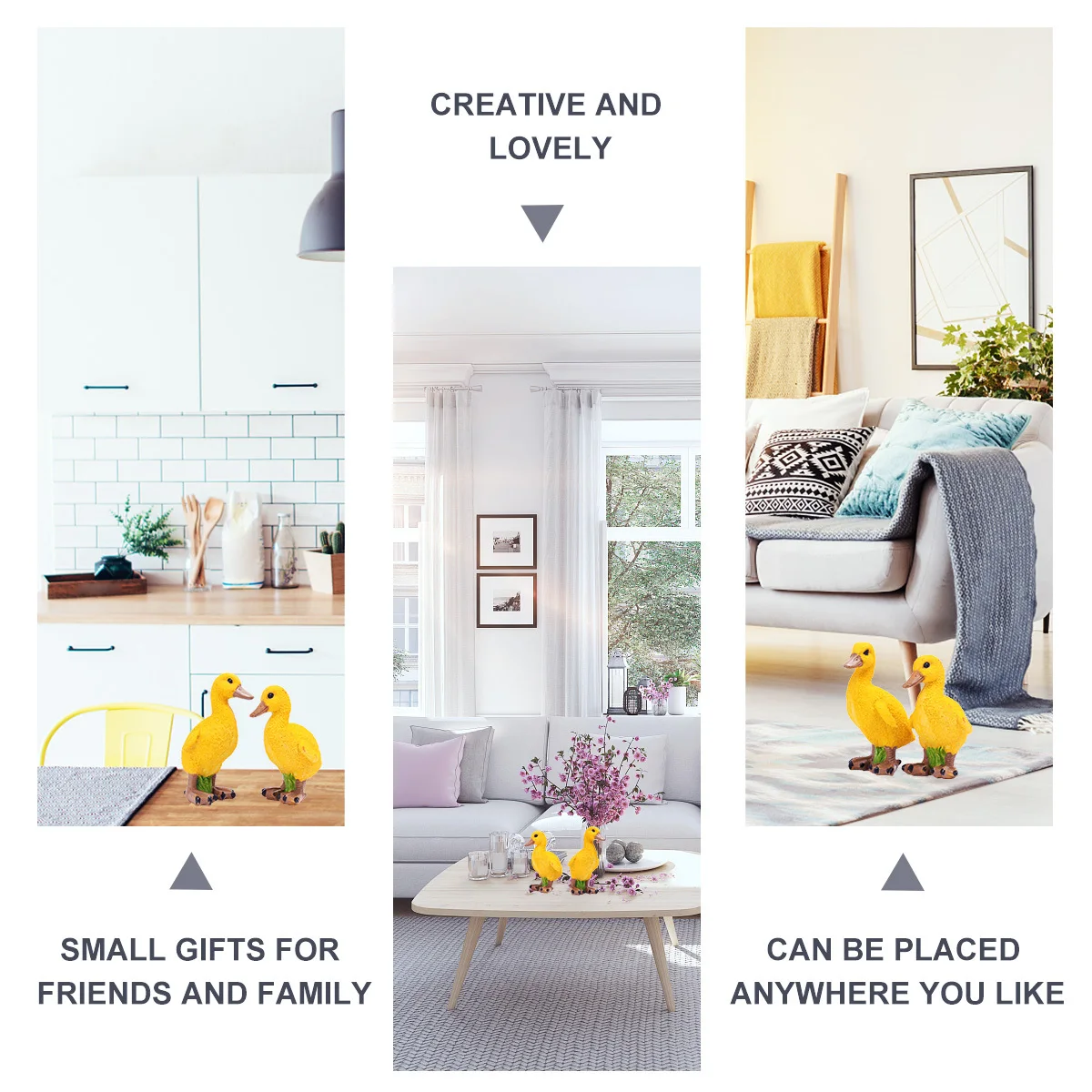 

2Pcs Yellow Standing Duck Resin Craft Mini Ornament Home Desktop Decoration Gardening Supply Mini Ornament