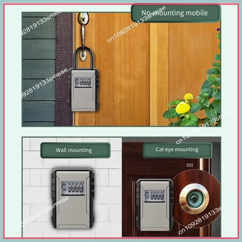 

N94R Large Space Design Password Key Box Gray Car Key Safe Box For Home Apartment Lockbox