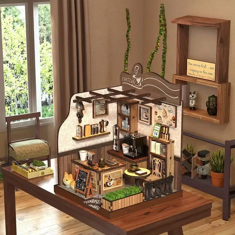 3D Book Corner DIY Kit-Mini Country Café Model, Handgemaakte montagepuzzel, Creatief puzzelcadeau