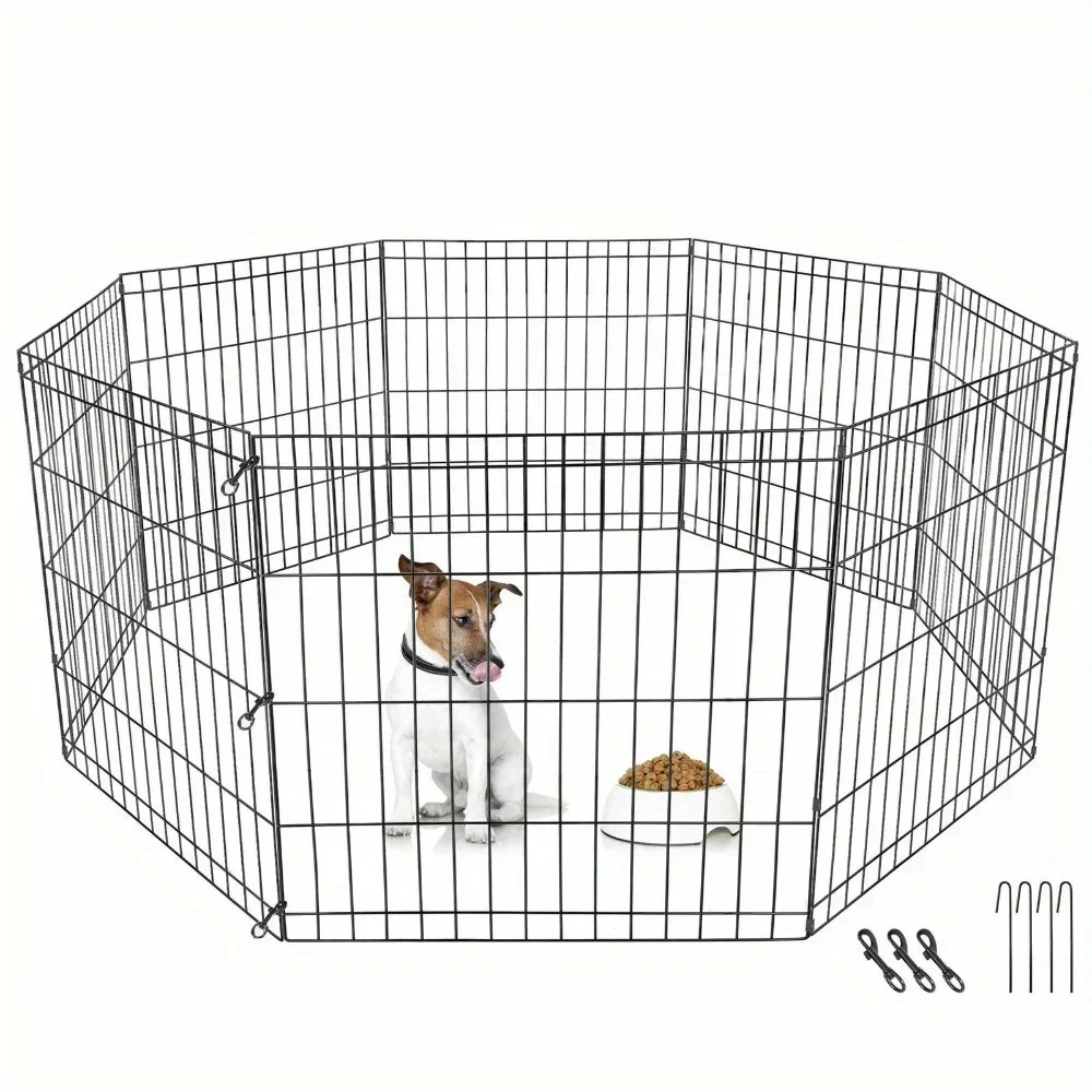 8 Panel Pet Playpen Metal Protable Folding Animal Exercise Dog Fence 24