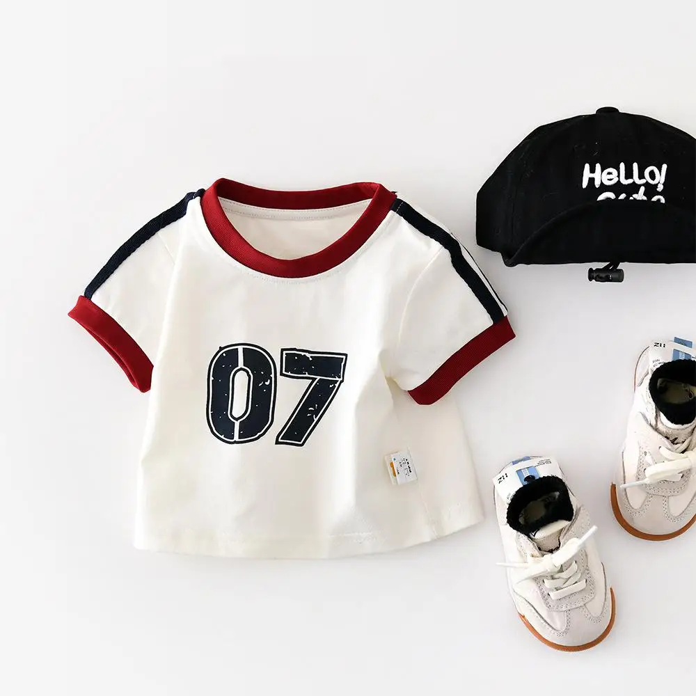 

2026 Summer New Children Short Sleeve T Shirts Cotton Boys Girls Letter Print Tee Baby Casual O-neck T Shirts Kids Clothes