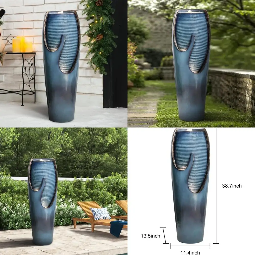 

Наружный фонтан для воды 38,7 ч с высоким напольным дизайном, внутренний фонтан для воды и светодиодными фонарями и насосом для сада