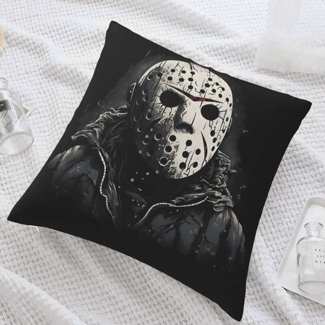 Halloween Linen Cushion Cover Horror Movie Theme Pillowcase Killer Pillow Cover Halloween Party Decoration 2025