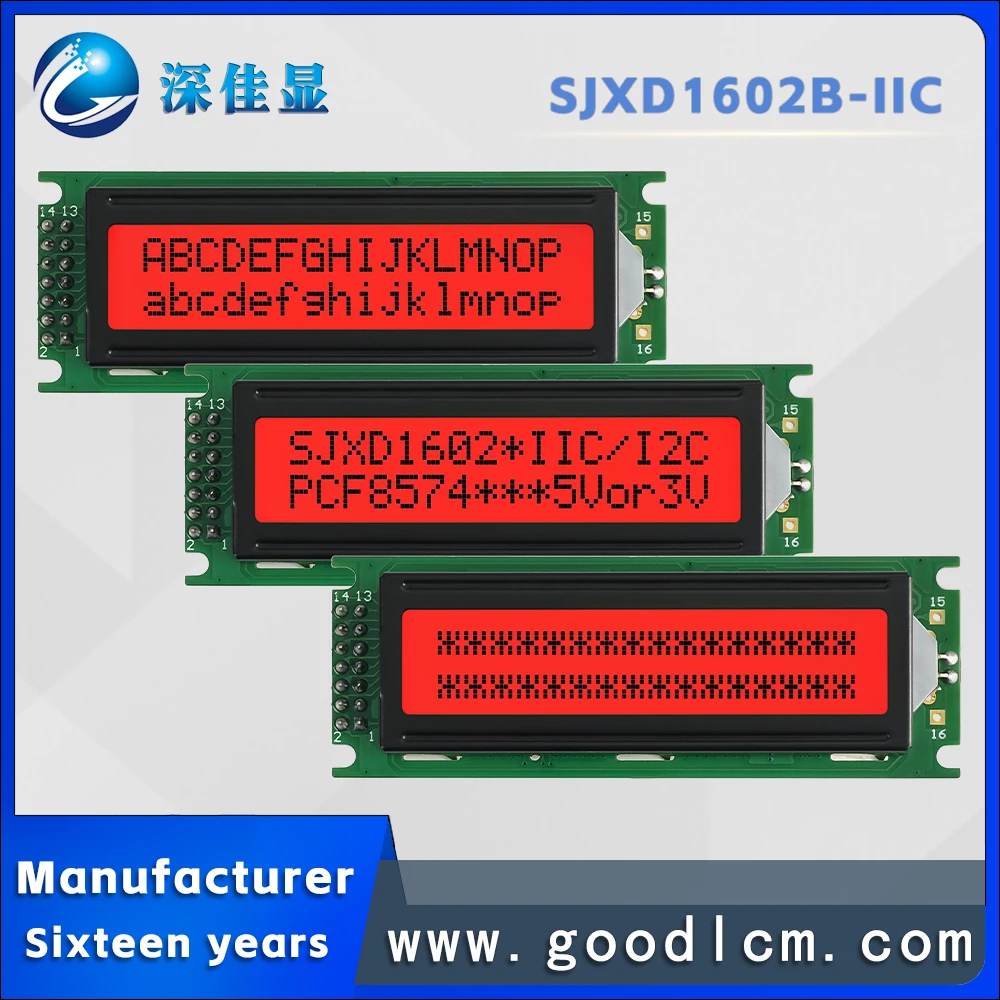 Russian character screen IIC/I2C Interface SJXD1602B-IIC FSTN Red Positive 16X2 LCD Screen Character LCM Display Module