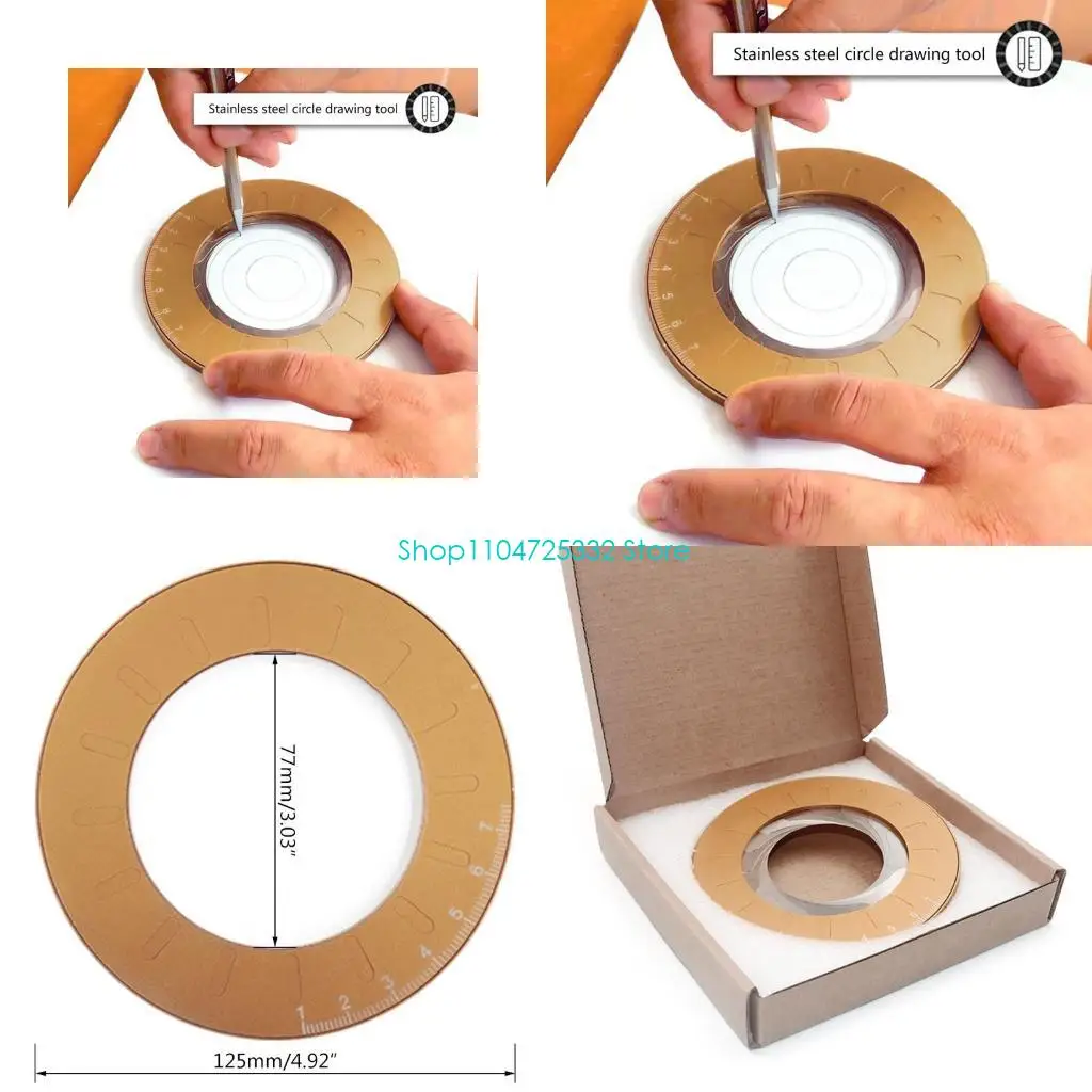 P5EA 5Inches Round Geometry Ruler Stainless Steel Scale Ruler for Designer Carpenter