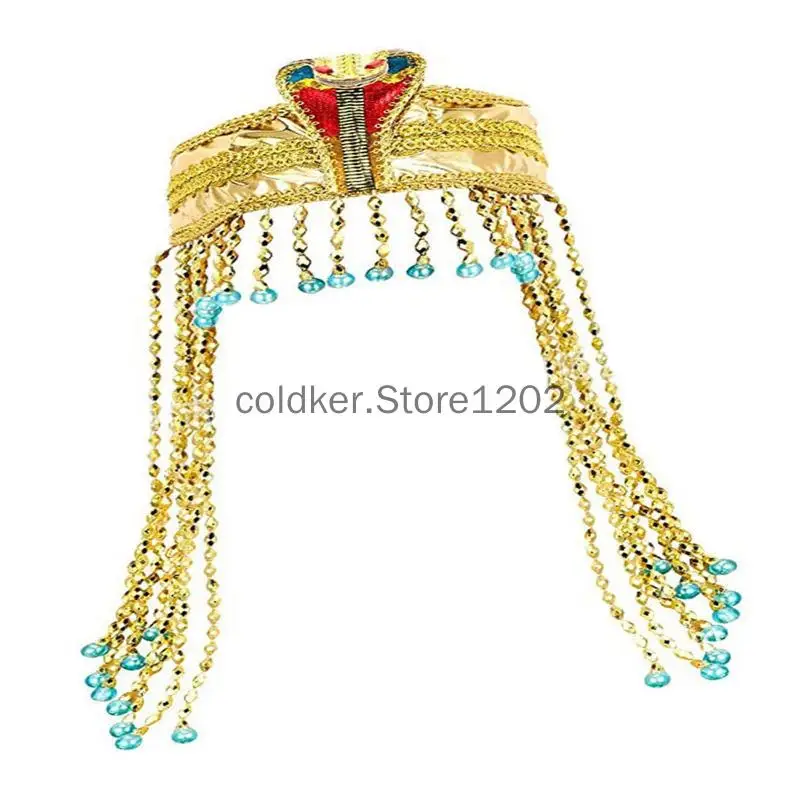 Women\'s Egyptian Headpiece Costume for Women Accessories Beaded Headdress Cleopatra Hat Headdress Jewelry Carnival Party Crown