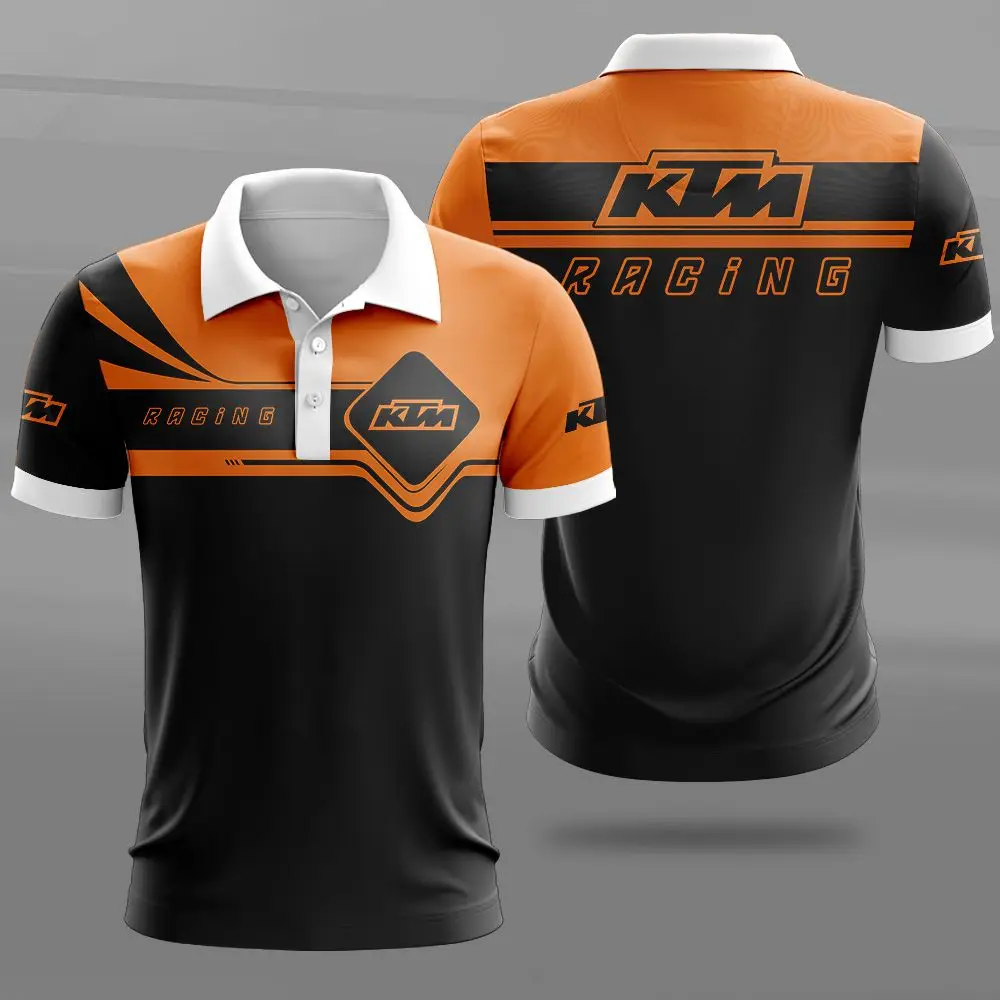 

New Fashion 3D Printed Pattern Polo Shirts with Buttons Casual Comfortable Breathable Short Sleeves KTM Outdoor Sport Shirts