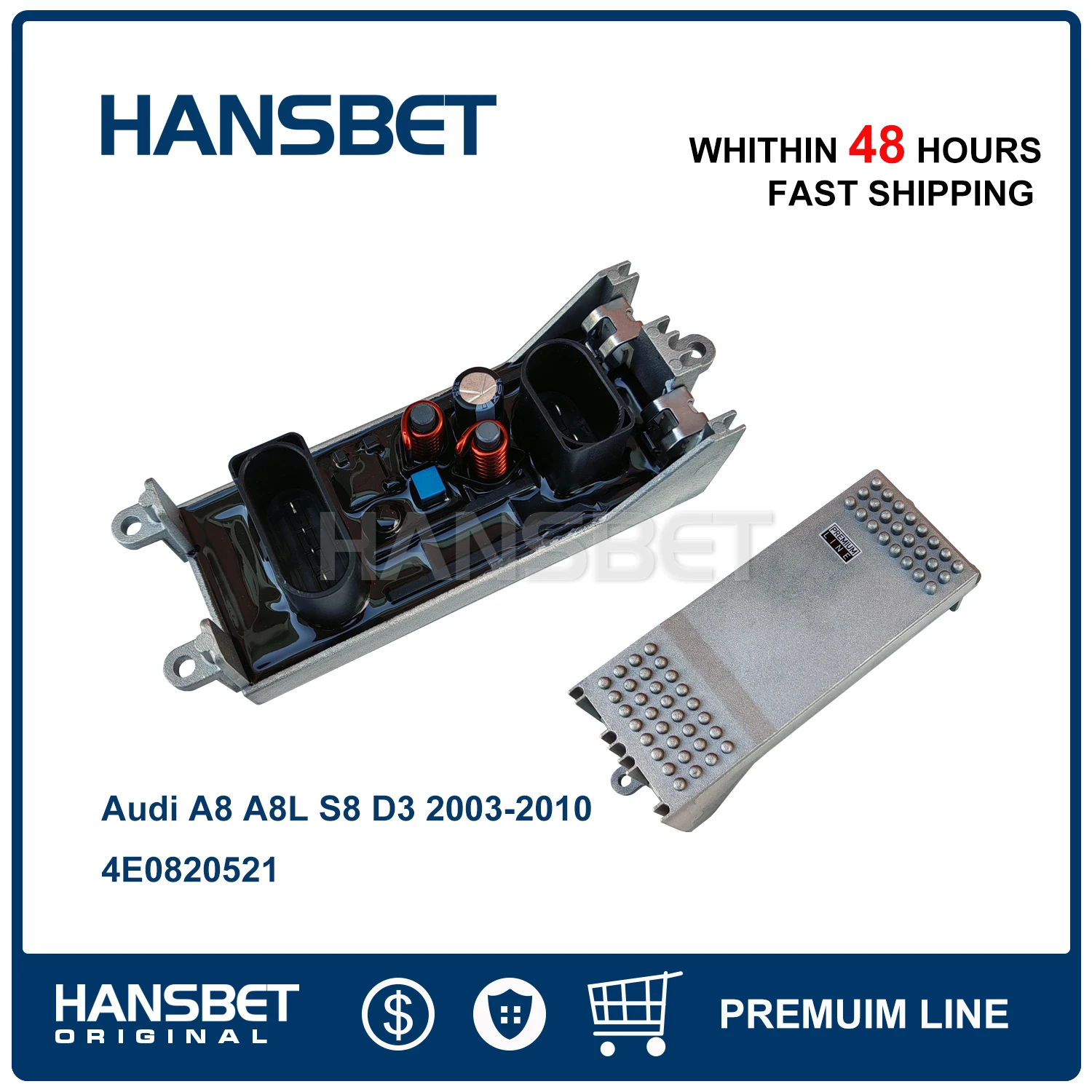 Blower Motor Regulator Resistor For Audi A8 Quattro 2004-2010,S8 2007-2010 4E0820521 HANSBET