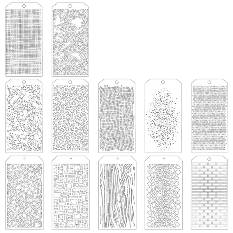 12 Pieces Stencils For Crafts, Brick Dot Layering Stencils Mixed Media Art Texture Stencils For Painting On Card Making