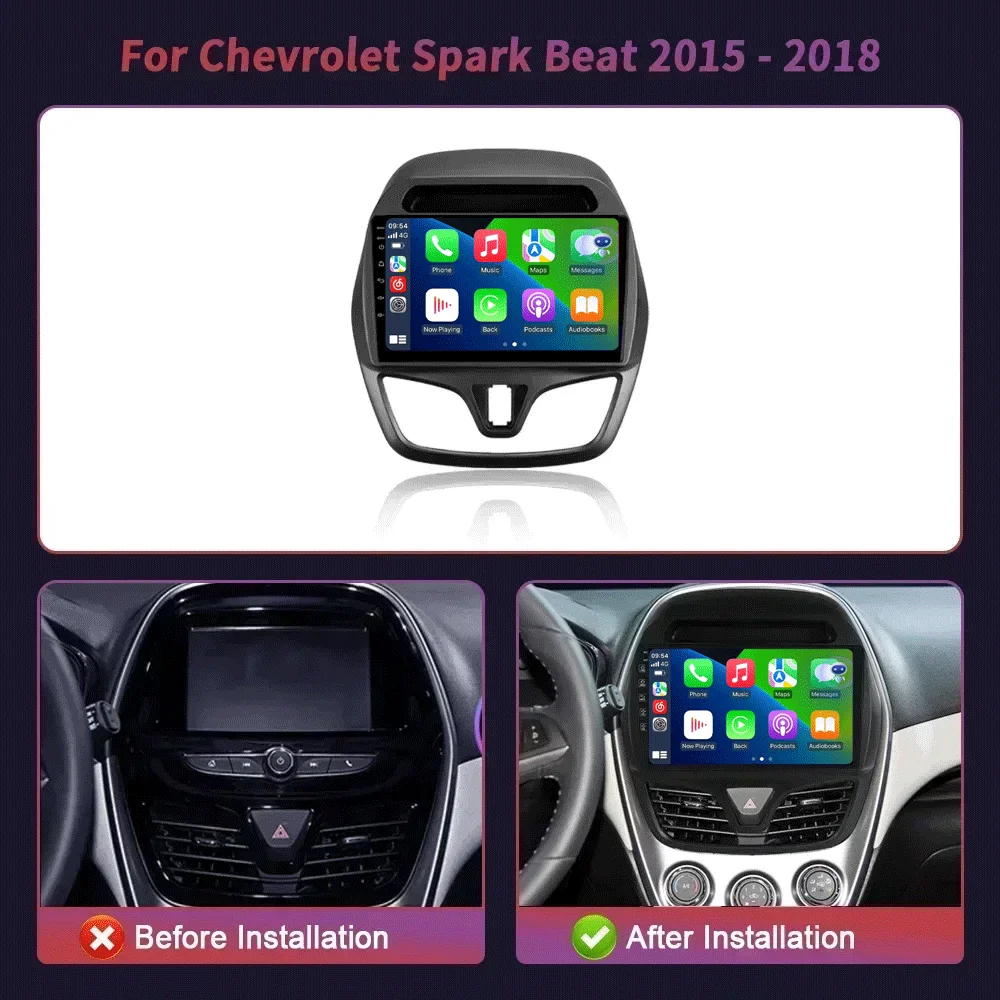Android16 Carplay Auto WIFI+4G Car Radio For Chevrolet Spark 2015 2016 2017 2018 Multimedia GPS Player WIFI+4G Stereo Audio DSP