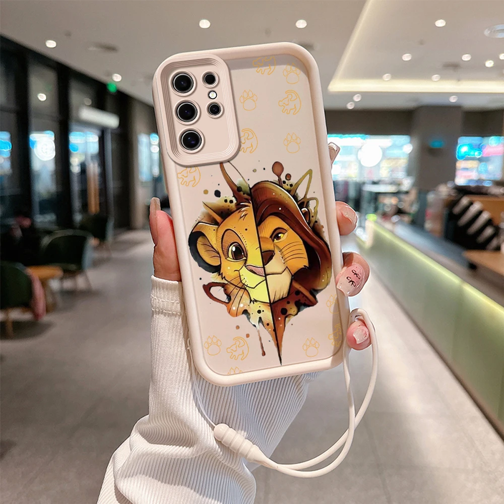 The Lion King Cute Simba Phone Case For Xiaomi Mi 14 11 Lite 12T POCO M6 F4 F5 X3 X4 GT 5G Soft TPU Back Cover With Hand Strap