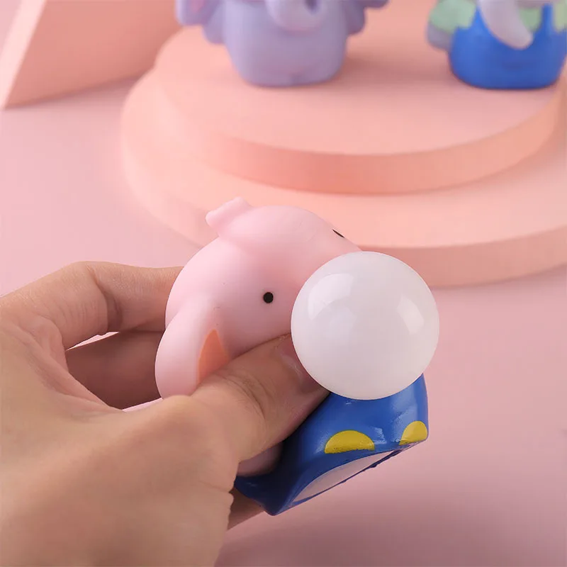 Cartoon Elephant Soft Spit Bubble Toy Cute Animal Ball Soft Sticky Squishi Stress Relief Funny Toy Squeeze Ball Sensory Fidget