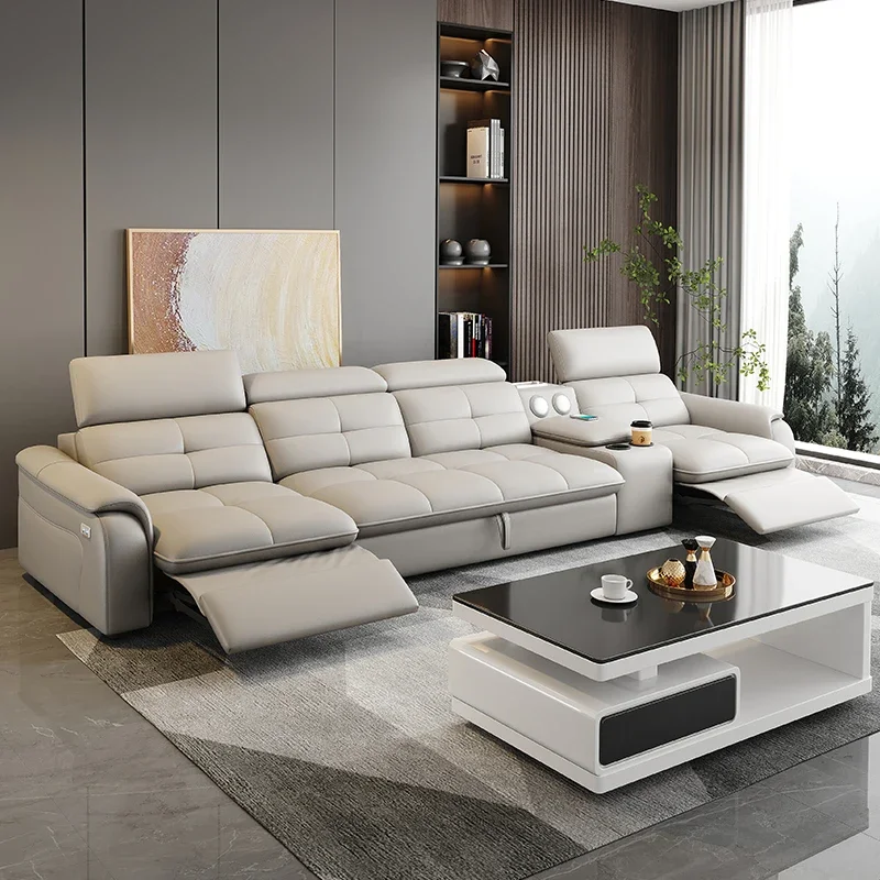 

Luxury Genuine Leather Sofa Fancy Recliner Relax Designer Lounge Sofa Corner Italian Divani Da Soggiorno Apartment Furniture