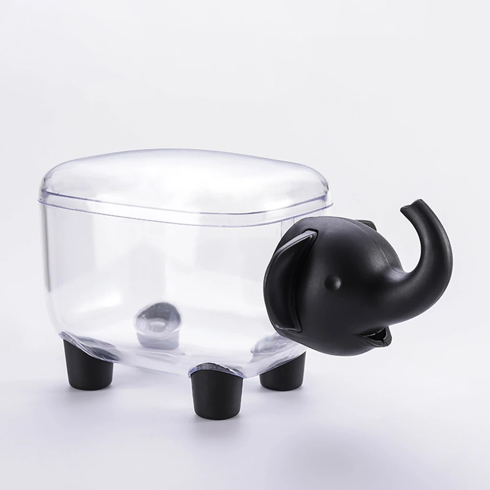 

Elephant Shape Storage Box Toothpick Holder Cotton Swab Organizer Small Plastic Container for Restaurant Home Hotel (Black)