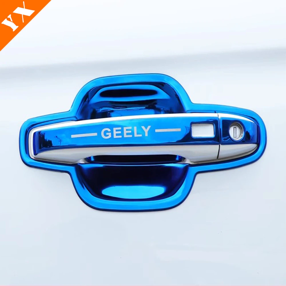 For Geely Atlas Pro 2020-2023Carbon Plastics Door Handle Bowl Protector Car Window Handrail Decoration Cover Trim Set