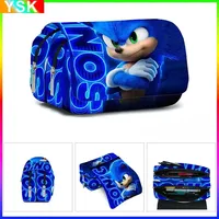 3D New SONIC Cartoon Sonic Cross-border Double-layer Pencil Bag Pencil Case Primary and Secondary School Student Stationery Box