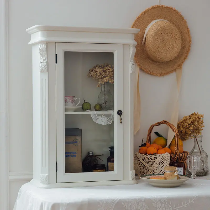 Vintage display cabinet table top display decoration dining room cups and dishes bedroom living room French storage cabinet