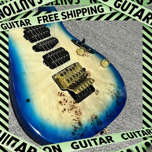 Blue Tree Knot Electric Guitar HSH Pickups Gold Floyd Rose Double Shake System ES Novice Rock Delivery Included Gift beginner