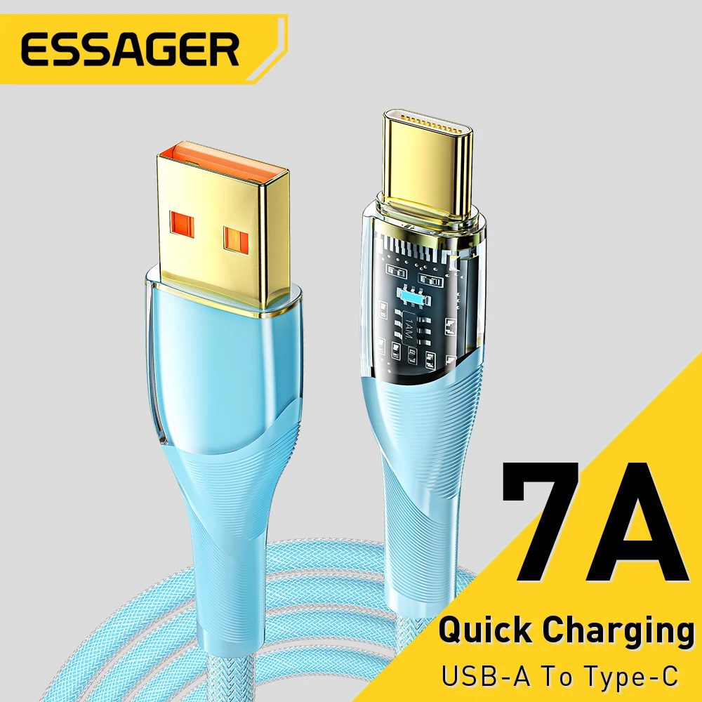 

Essager 7A USB Type C Cable PD 100W Fast Charging Wire USB-C Charger Data Cord For Huawei P50 P40 Samsung Honor Oneplus Poco F3
