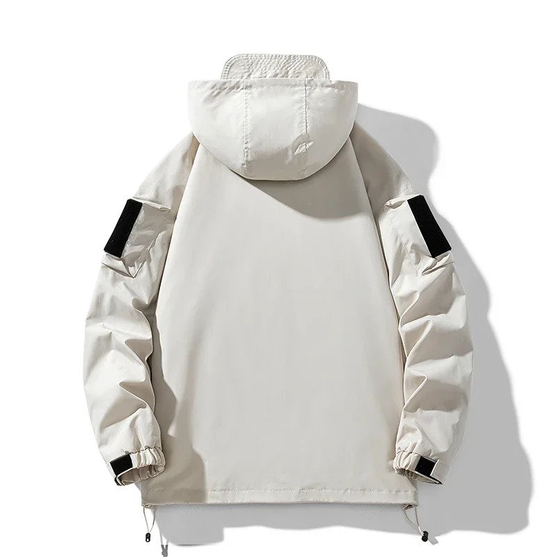 Men's Pocket Trench Jackets Korean Hooded Casual Warm Coat Men Outdoor Windproof Streetwear Jackets Male