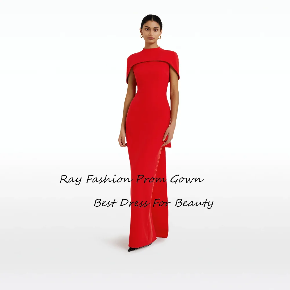 Ray Fashion Mermaid Prom Dress High Neck With Shawl Sleeveless Floor Length For Women Formal Occasions فساتين سهرة Saudi Arabia