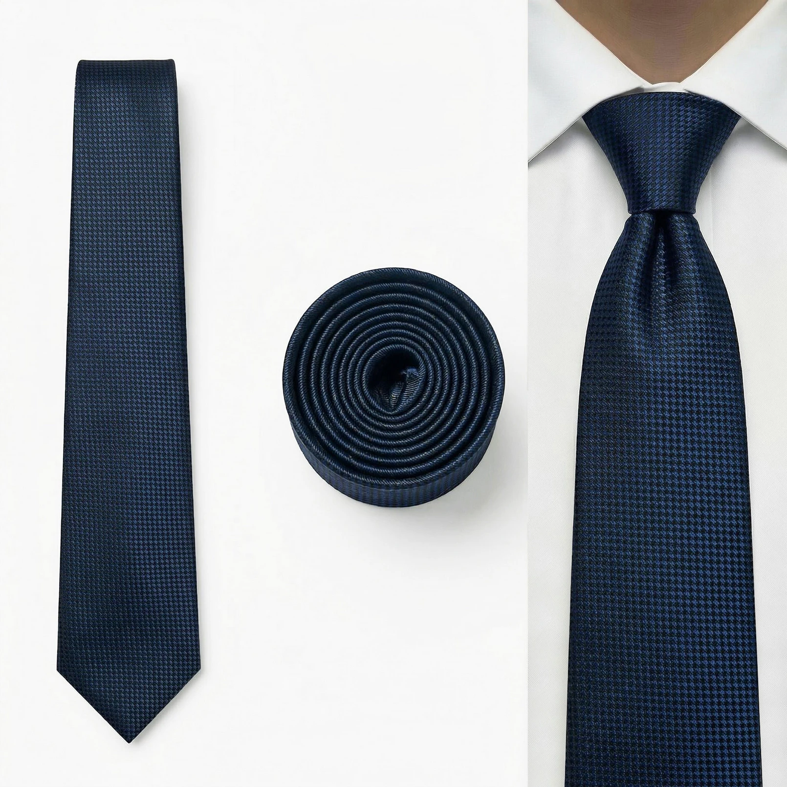 Solid Navy Necktie Pocket Square Classic Extra Long XL Mens Tie Set Handkerchief Skinny Slim 6cm 160cm Business Wedding Gravatas