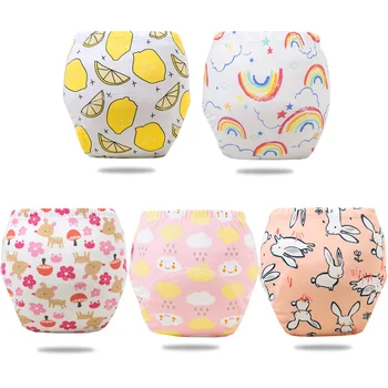 5 adet/grup Bebek Bezi Bebek Bezi Erkek alıştırma külodu 6 Katmanlı Su Geçirmez Yeniden Kullanılabilir Pamuk Bebek Şort İç Kız Bebek Bezleri Külot