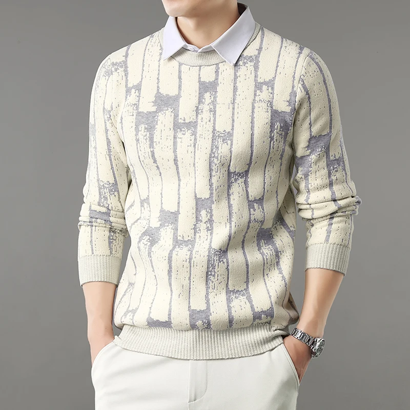 

Chenier Sweater Men's 2025 Autumn and Winter New Warm Base Line Clothing Trend Round Neck Knitted Sweater Men