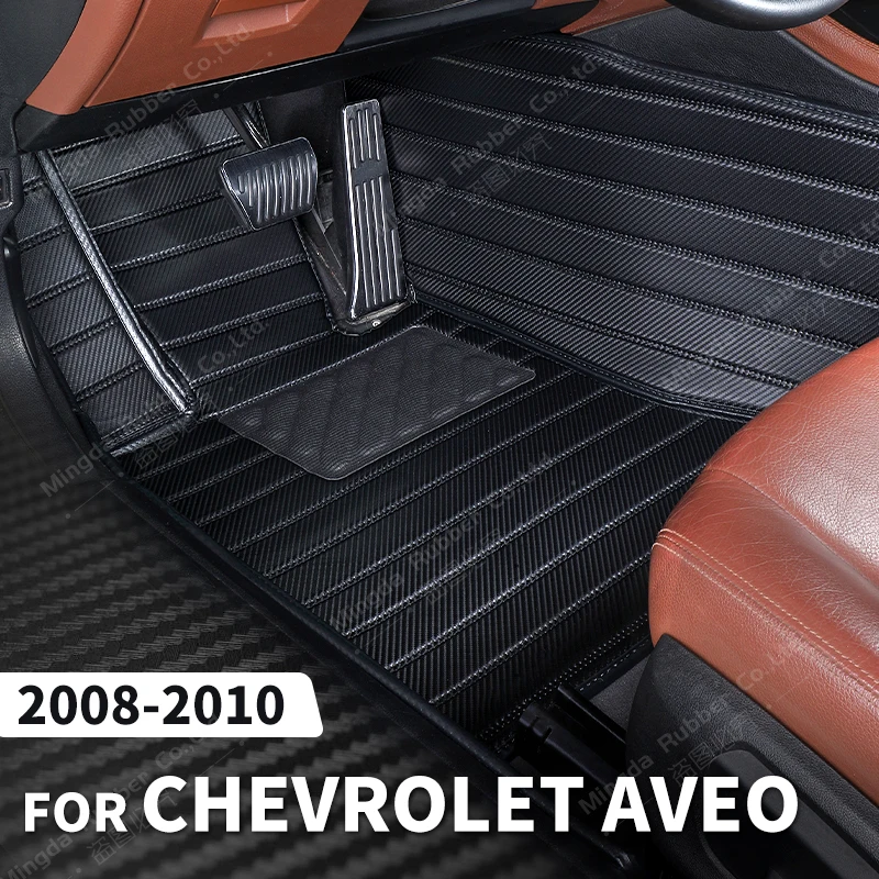 

Custom Carbon Fibre style Floor Mats For Chevrolet Aveo 2008 2009 2010 Foot Carpet Cover Automobile Interior Accessories