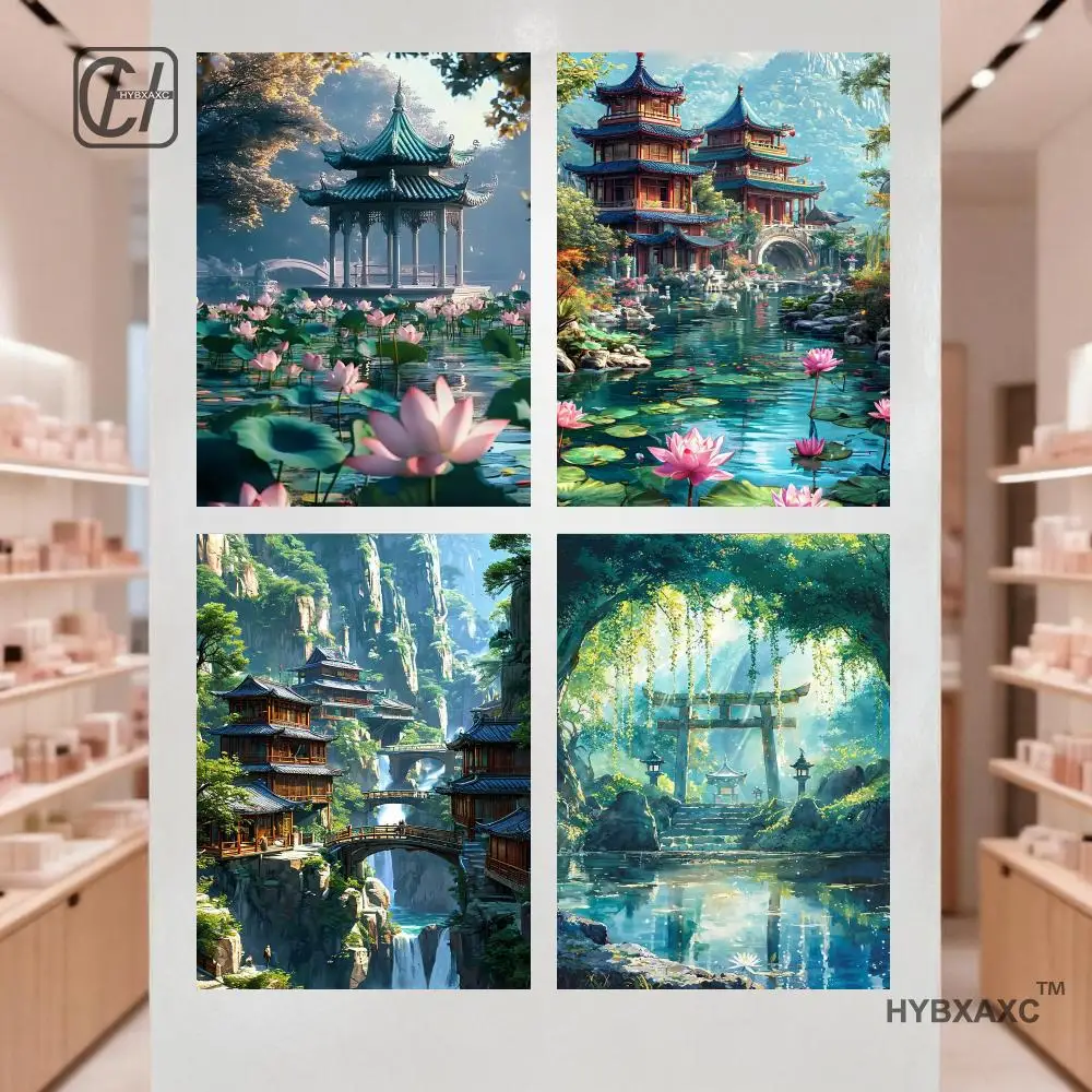 Spectacular Views Wildflower Field Poster Scenic Nature Mountain Valley Spring Summer Landscape Canvas Paintings Wall Home Decor