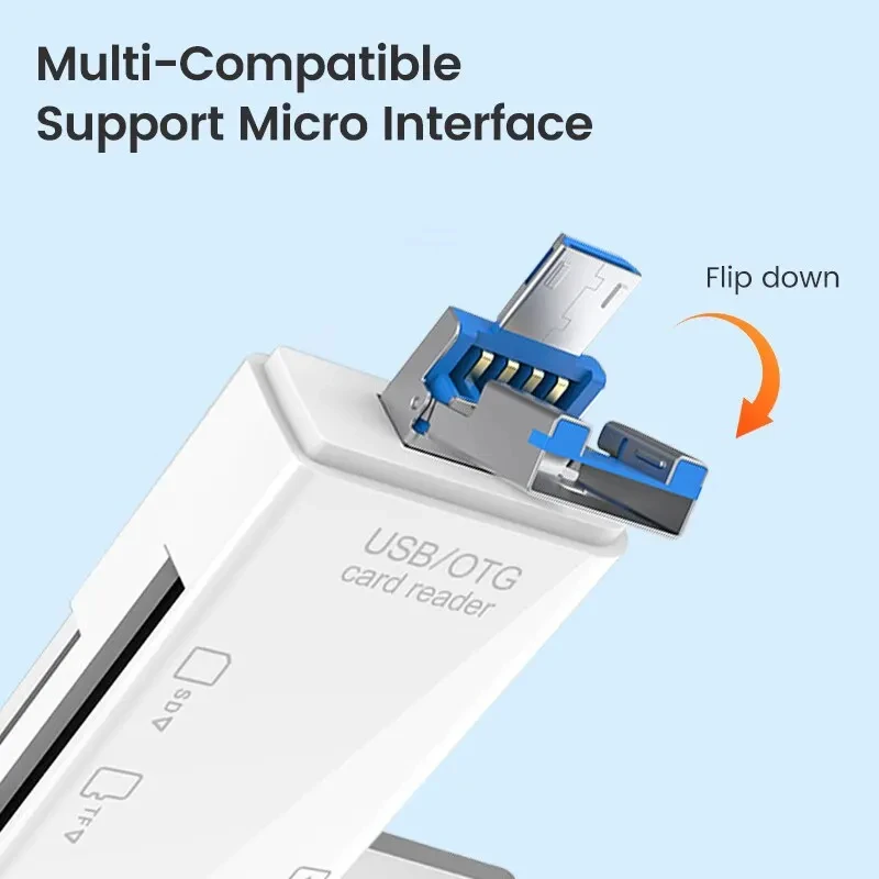 6 in1 Card Reader OTG C-type Micro SD Card Readerhigh speed Flash Drive Smart Storage Card Reader USB2.0 TFCFCard Reader Adapter