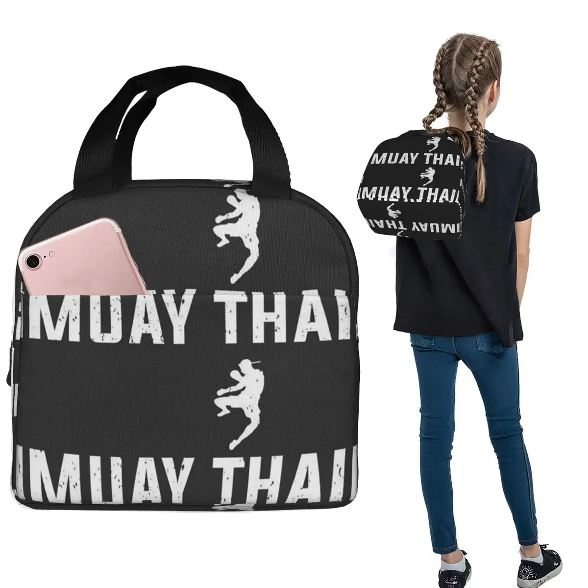 Muay Thai Gloves Thailand Boxing Fighter College Insulated Lunch Bag for Women Kids Leakproof Food Boxes Thermal Lunch Box Tote