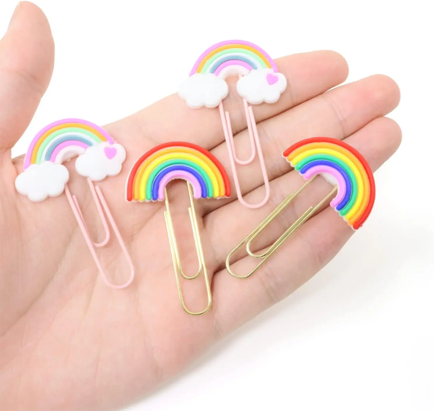 10PCS Rainbow Cloud Shaped Paper Clips Cute Small Paperclips PVC Metal Bookmark Clips File Note Clips Book Markers