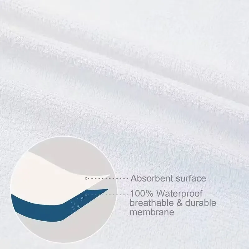 Cotton Terry Waterproof Mattress Cover Breathable Bed Cover for Home Bedroom Elastic Fitted Sheet for King Queen Size 140/160cm