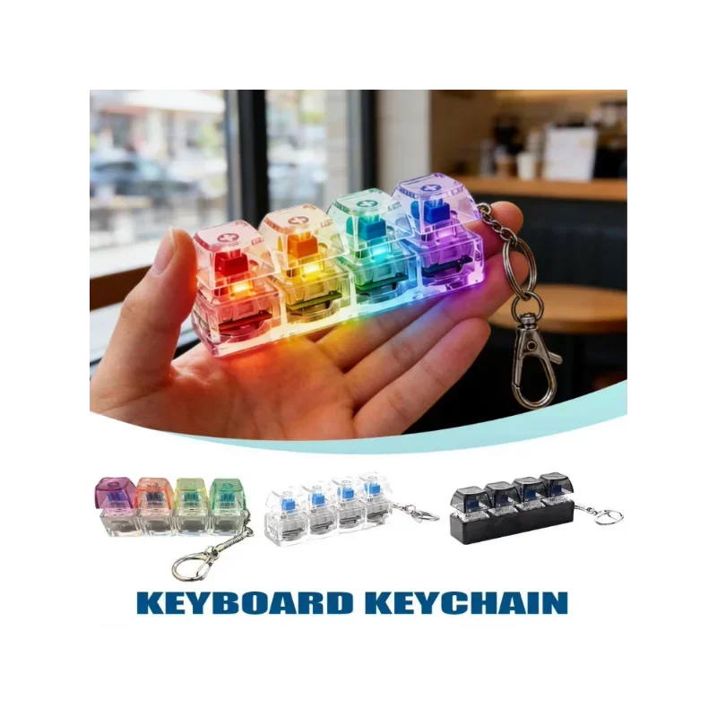 4 Original LED Key Chains of Various Styles, Stress-proof Toys, Adult Portable Desktop Accessories