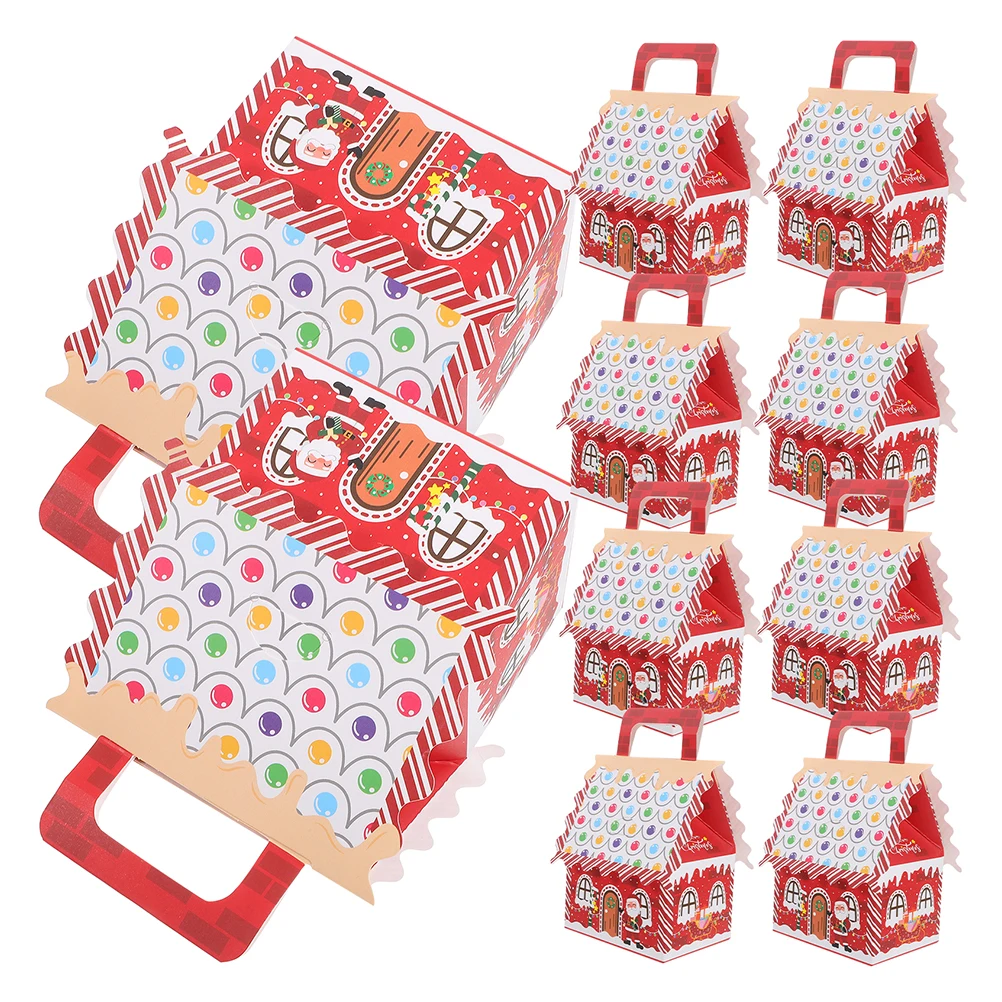 

10Pcs Xmas Candy Boxes Charming House Design Versatile Goodies Containers Perfect for Christmas Parties Holiday Favor Box