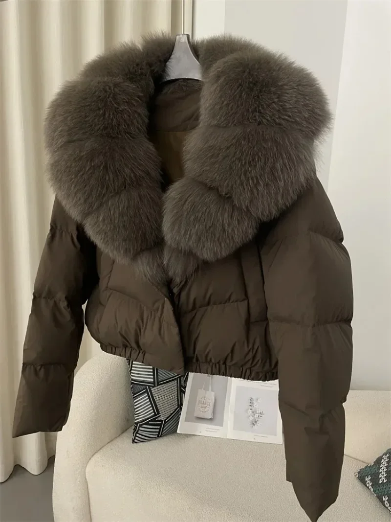 OFTBUY 2024 Big Natural Real Fox Fur Coat Women Autumn Winter Female 90% White Duck Down Jacket Feather Short  Coat Thick Warm