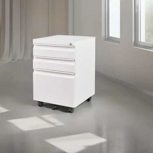 3 Drawer Mobile File Cabinet with Lock,Under Desk Metal Filing Cabinets for Home Office Organizer