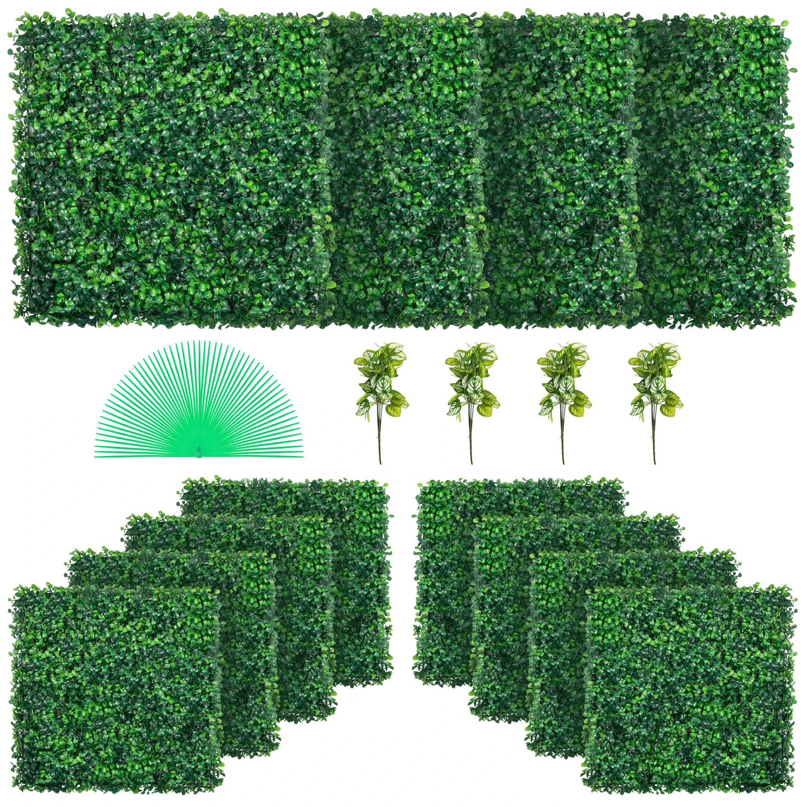 

VEVOR 20x20in Artificial Boxwood Hedge Wall Panels Artificial Grass Backdrop Wall UV Privacy Hedge Screen for Indoor Backyard