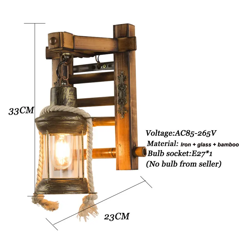 Retro Industrial Light Ladder Bamboo Wall Lamp Personality Living Room Staircase Bedroom Restaurant Bar Glass Wall Light Bra