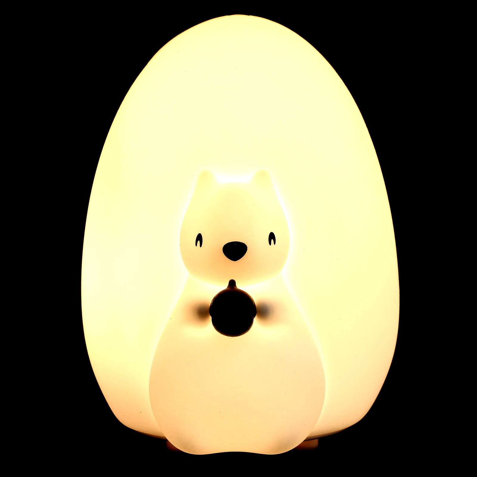 Scoiattolo Luce notturna Ricarica USB Lampada Pat Silicone Cartoon Comodino Piccola scuola materna Nessuna luce dura Tocco confortevole Design adorabile
