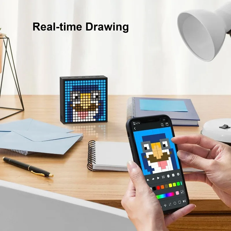 TimeBox Evo -- Pixel Art Bluetooth Speaker with 16x16 LED Display APP Control - Cool Animation Frame & Gaming Room Setup